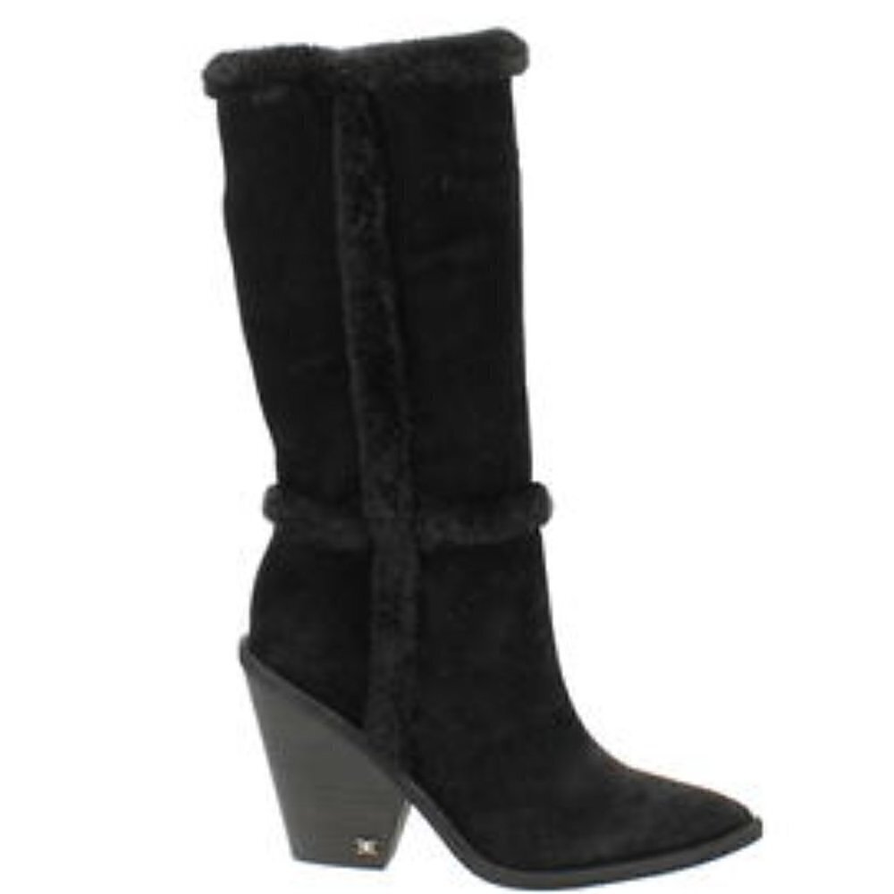 New Sam Edelman Ilsa Suede Shearling Lined Boot Black size 7.5